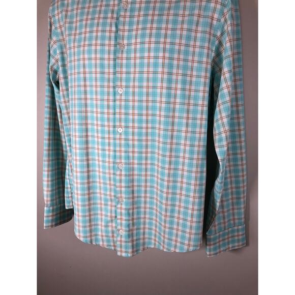 Mizzen + Main Men’s Long Sleeve Button Down Shirt Size L Blue White And Orange - Picture 4 of 13